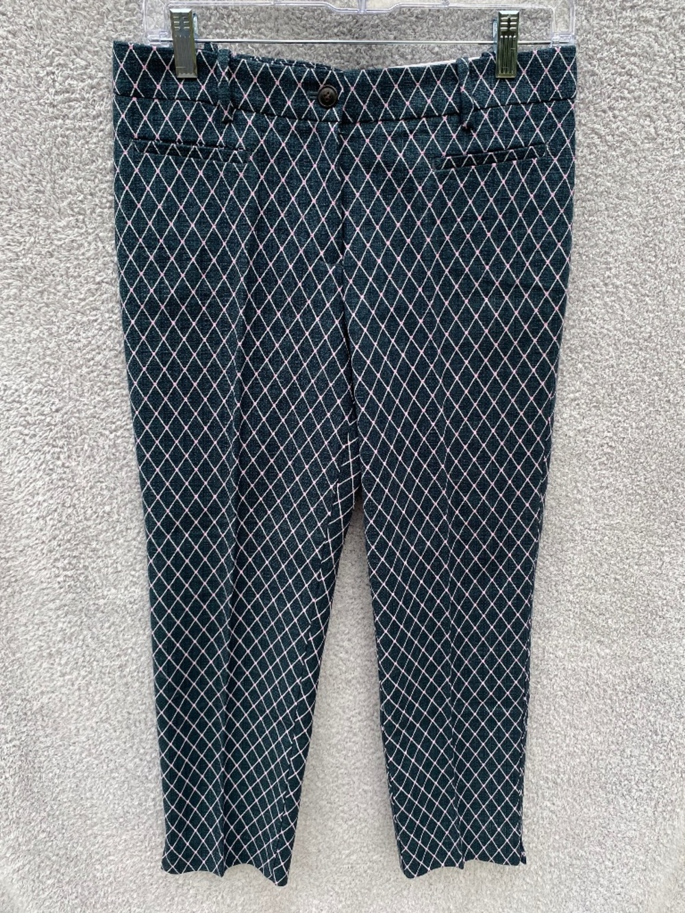 Ann Taylor The Cotton Crop Pants, Dark Blue with White Lines - Size 2 (NWT)